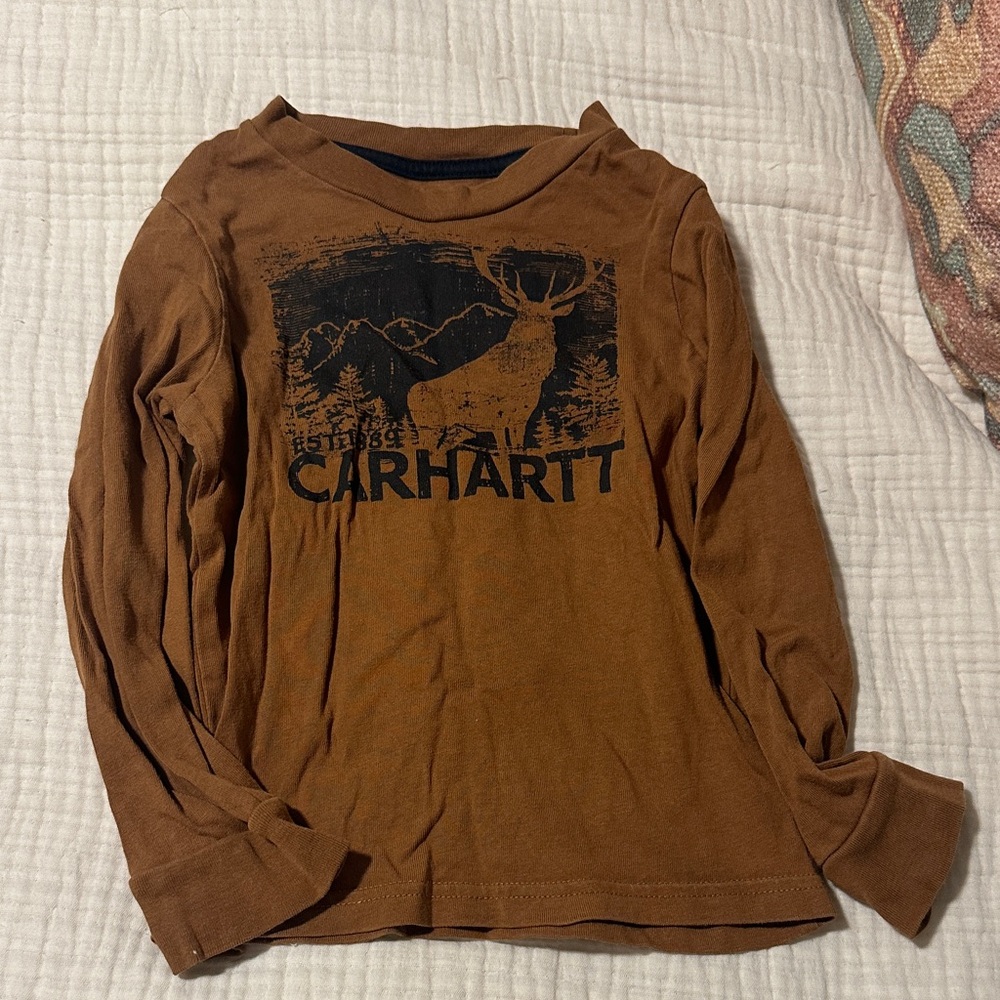 Carhartt Brown Long Sleeve Tee with Elk Graphic